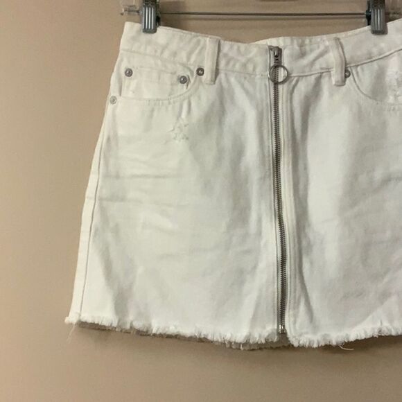 Free People Zip It Up Denim Mini Skirt White 26 - Picture 6 of 13